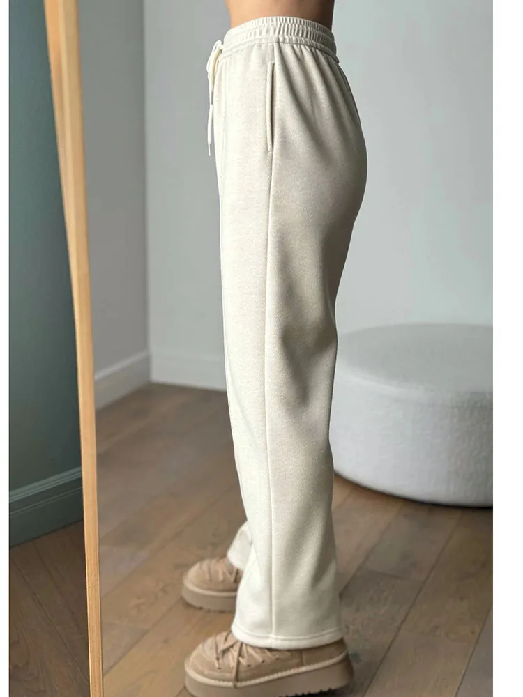 MiuKoMiYa Autumn Gray Woolen Pants Women Wide Leg Straight Long Trousers Office Lady High Waist Women Beige Formal Pants Loose