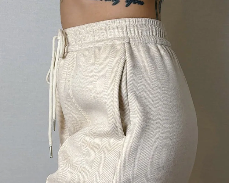 MiuKoMiYa Autumn Gray Woolen Pants Women Wide Leg Straight Long Trousers Office Lady High Waist Women Beige Formal Pants Loose