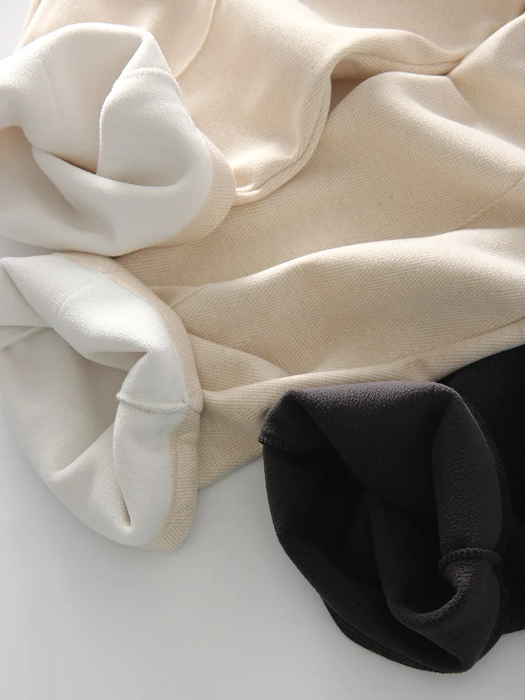 MiuKoMiYa Autumn Gray Woolen Pants Women Wide Leg Straight Long Trousers Office Lady High Waist Women Beige Formal Pants Loose