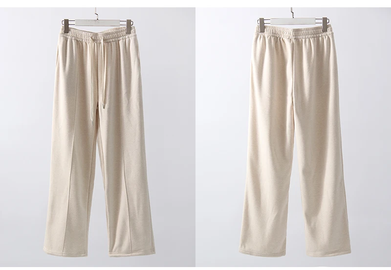MiuKoMiYa Autumn Gray Woolen Pants Women Wide Leg Straight Long Trousers Office Lady High Waist Women Beige Formal Pants Loose