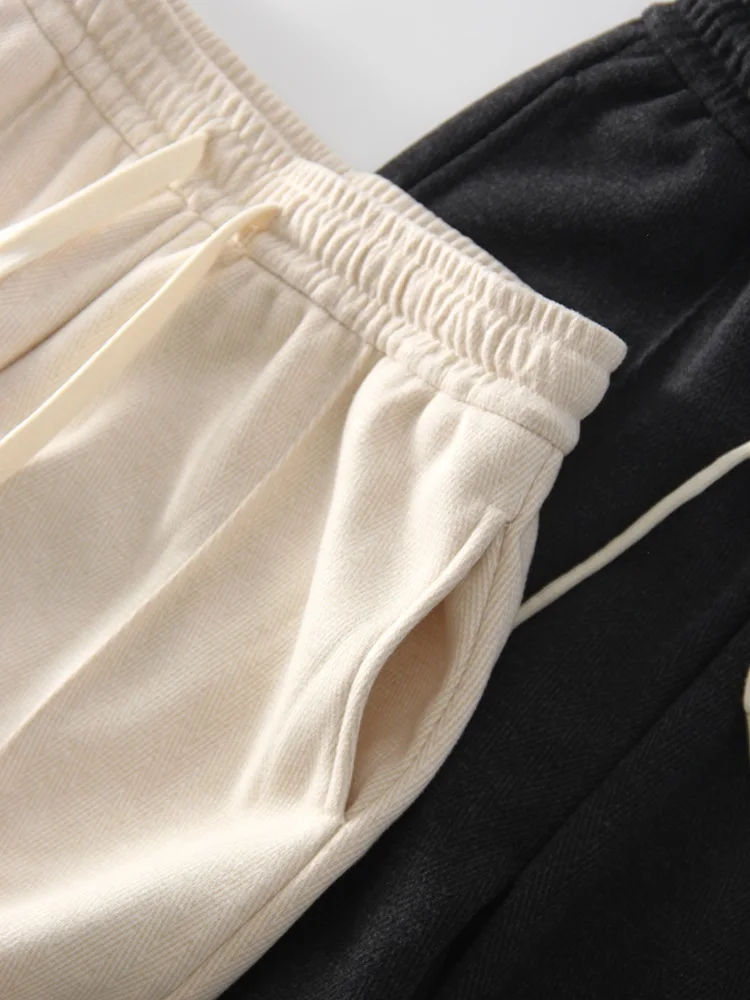 MiuKoMiYa Autumn Gray Woolen Pants Women Wide Leg Straight Long Trousers Office Lady High Waist Women Beige Formal Pants Loose