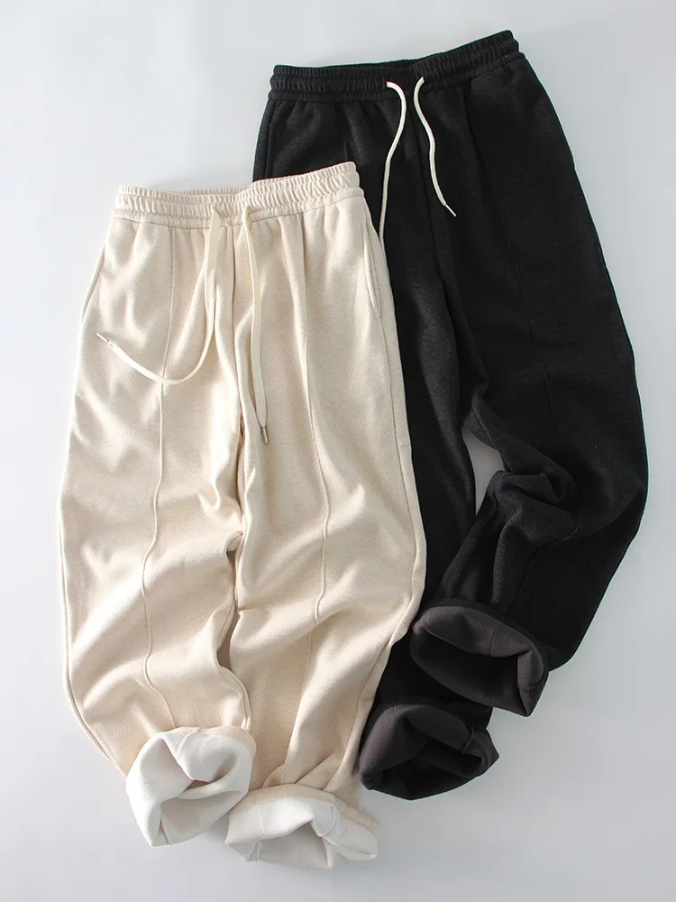 MiuKoMiYa Autumn Gray Woolen Pants Women Wide Leg Straight Long Trousers Office Lady High Waist Women Beige Formal Pants Loose