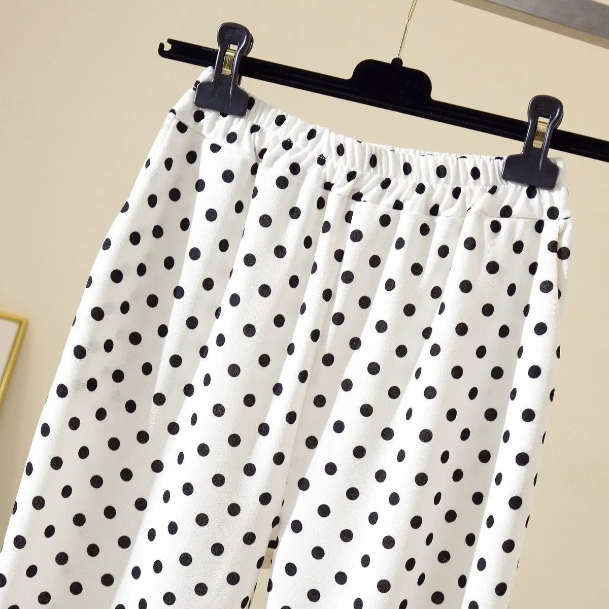 Wide Leg Pants Women Fashion Dots Ulzzang Loose High Waist Leisure Chic Female Trousers Sweatpant Pockets Summer Streetwear