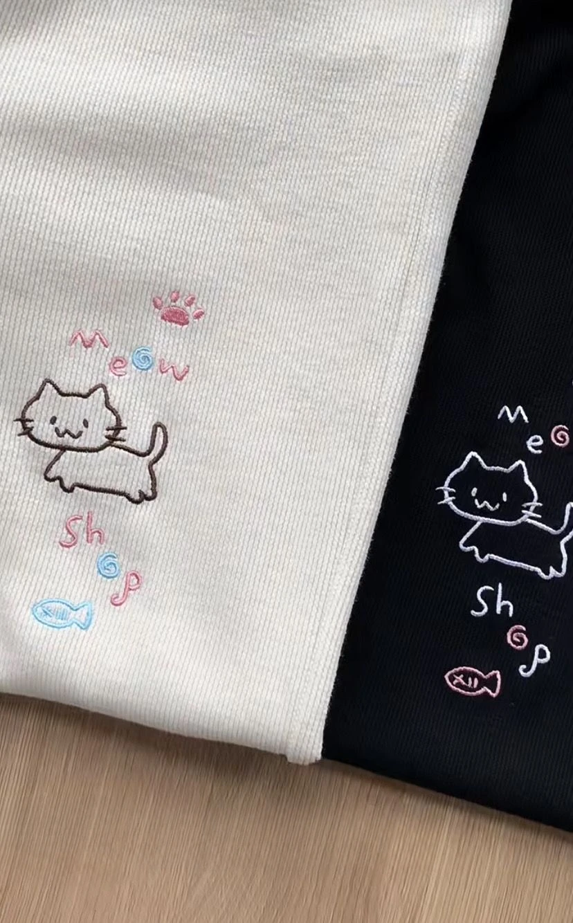 Japanese Autumn Grunge Fairy Trousers Y2k Aesthetic Kawaii Embroidery Cat Straight Pants Loose Vintage Casual Pantalones Women