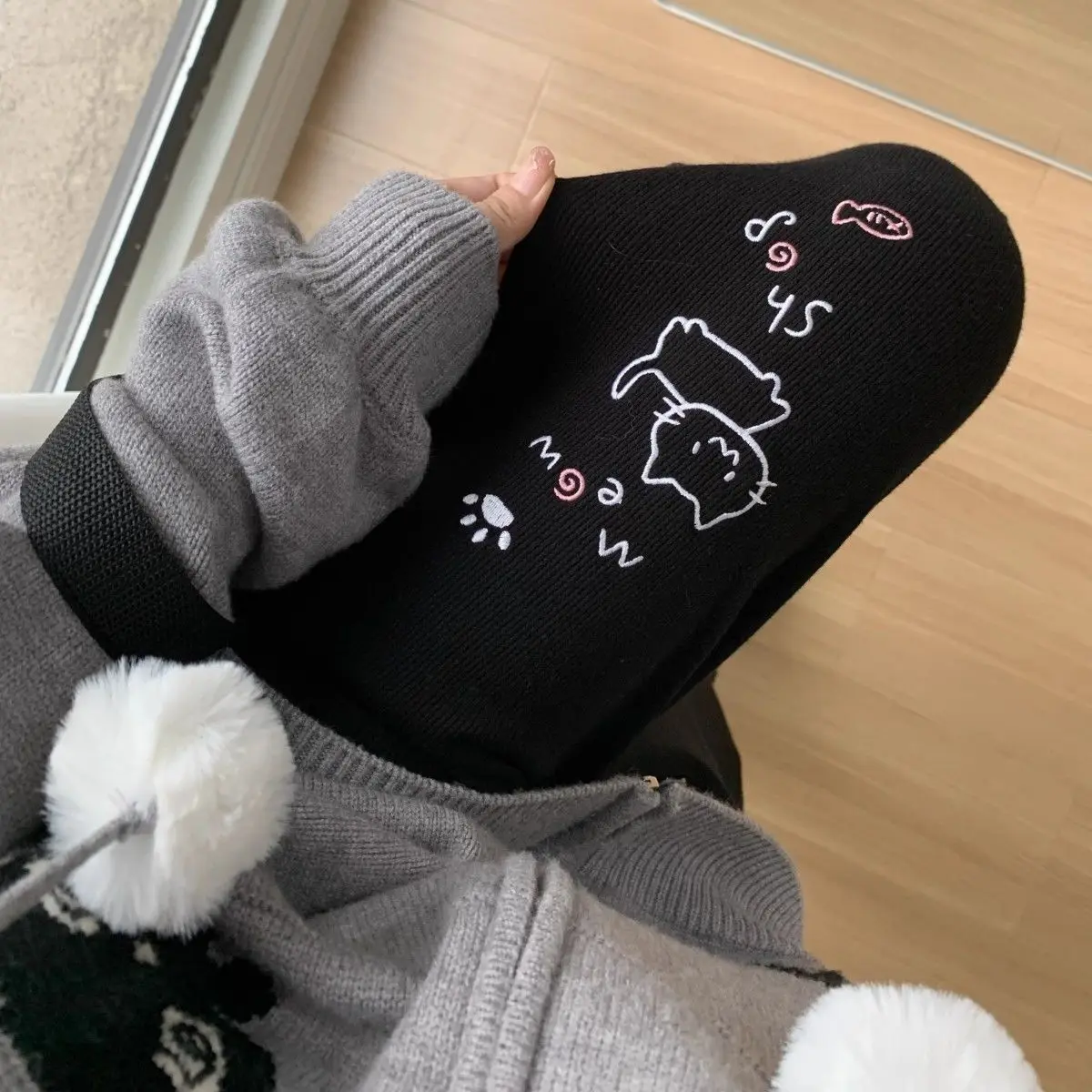 Japanese Autumn Grunge Fairy Trousers Y2k Aesthetic Kawaii Embroidery Cat Straight Pants Loose Vintage Casual Pantalones Women