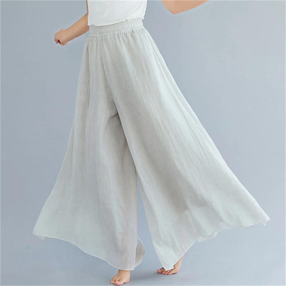 Korean Irregular Casual Cotton Linen Pants Women Casual Wide Leg Summer Candy Color Sweatpants Ankle-length Straight Trousers