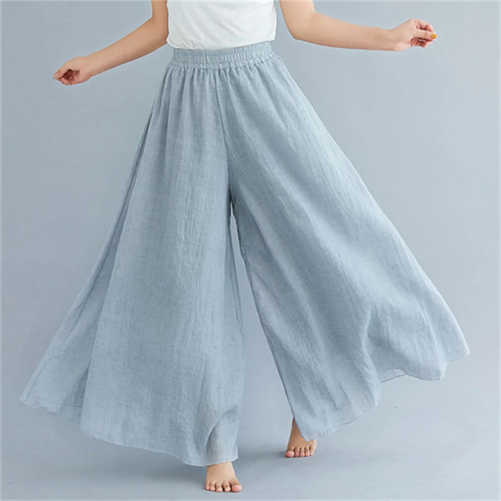 Korean Irregular Casual Cotton Linen Pants Women Casual Wide Leg Summer Candy Color Sweatpants Ankle-length Straight Trousers