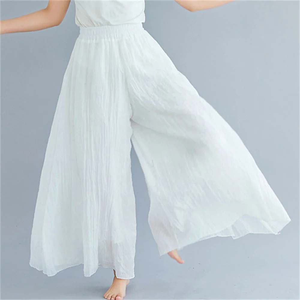 Korean Irregular Casual Cotton Linen Pants Women Casual Wide Leg Summer Candy Color Sweatpants Ankle-length Straight Trousers