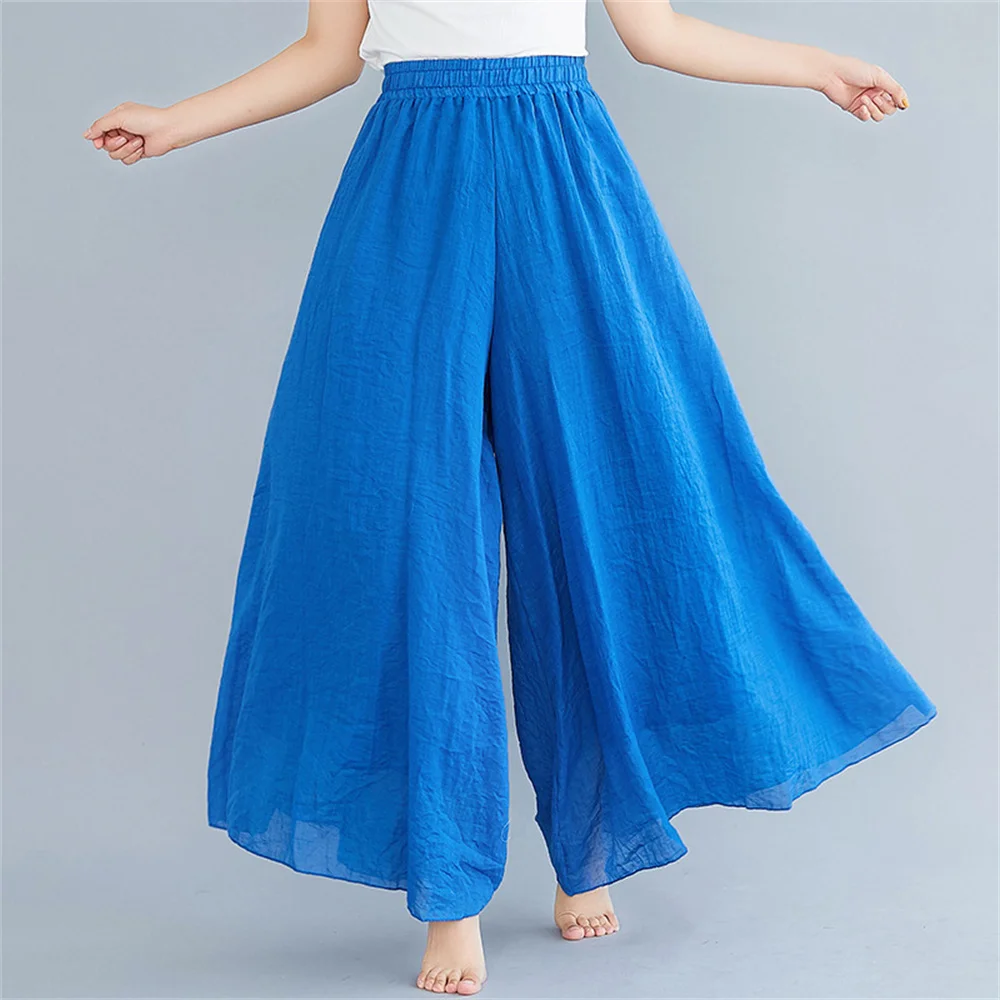 Korean Irregular Casual Cotton Linen Pants Women Casual Wide Leg Summer Candy Color Sweatpants Ankle-length Straight Trousers