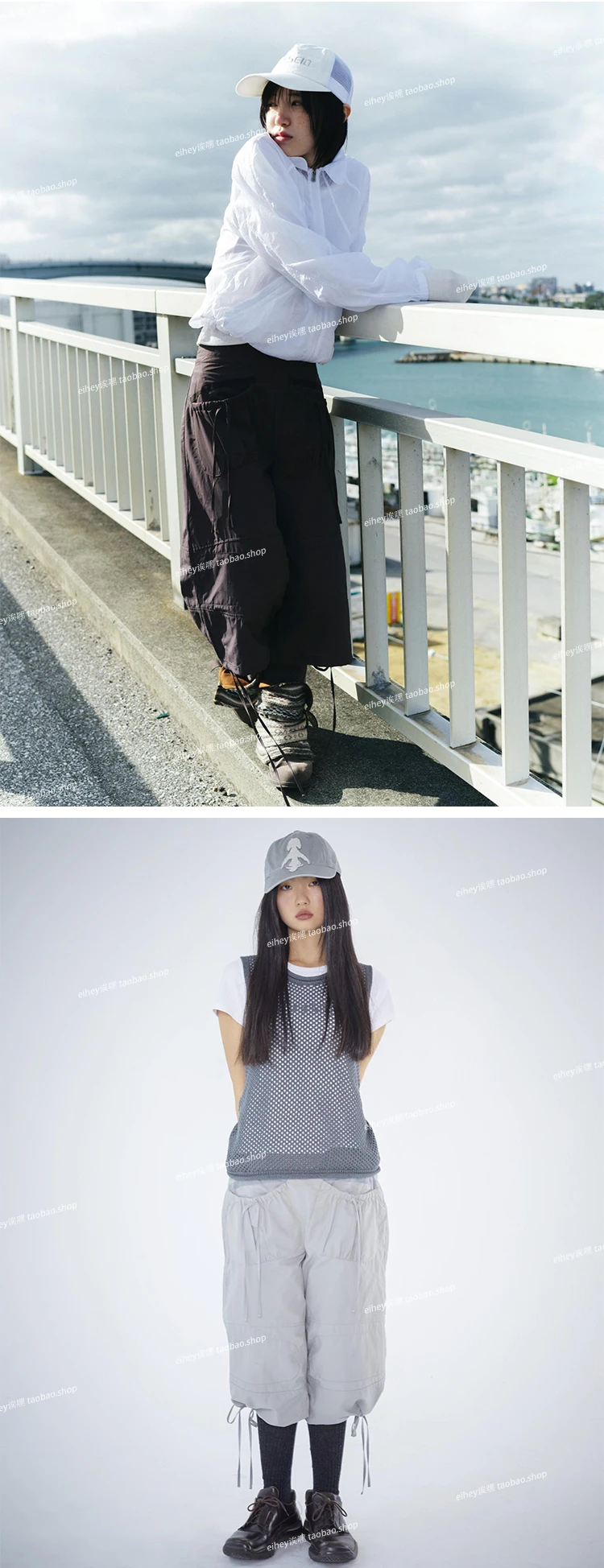 Vintage Drawstring Cargo Pants Women Loose Fit American Retro Utility Capri Pants with Multi-Pockets Streetwear Casual Fashion