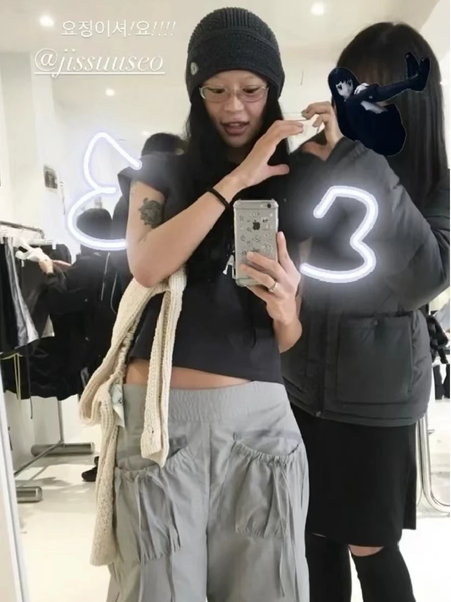 Vintage Drawstring Cargo Pants Women Loose Fit American Retro Utility Capri Pants with Multi-Pockets Streetwear Casual Fashion