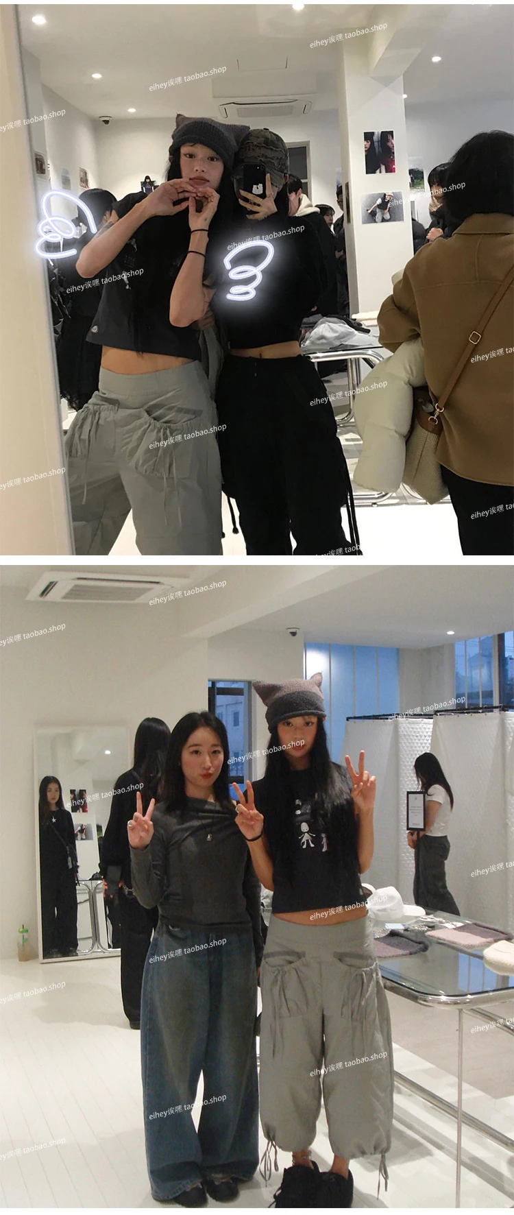Vintage Drawstring Cargo Pants Women Loose Fit American Retro Utility Capri Pants with Multi-Pockets Streetwear Casual Fashion