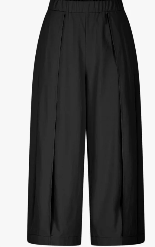 Women Casual Pants High Waist Elastic Waistband Front Pleats Loose Fit Wide Leg Pants Summer Lightweight Pockets Trousers