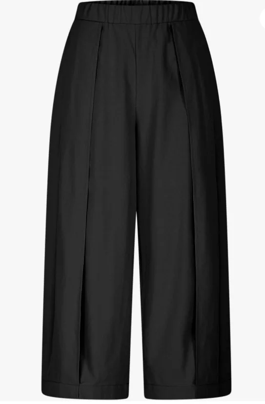 Women Casual Pants High Waist Elastic Waistband Front Pleats Loose Fit Wide Leg Pants Summer Lightweight Pockets Trousers