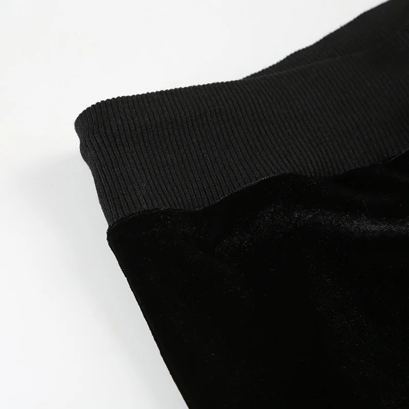 Goth Dark Techwear Fashion Stars Rhinestone Drawstring Pants Mall Goth Streetwear 90s Grunge Soft Velvet Trousers Women Y2K Pant