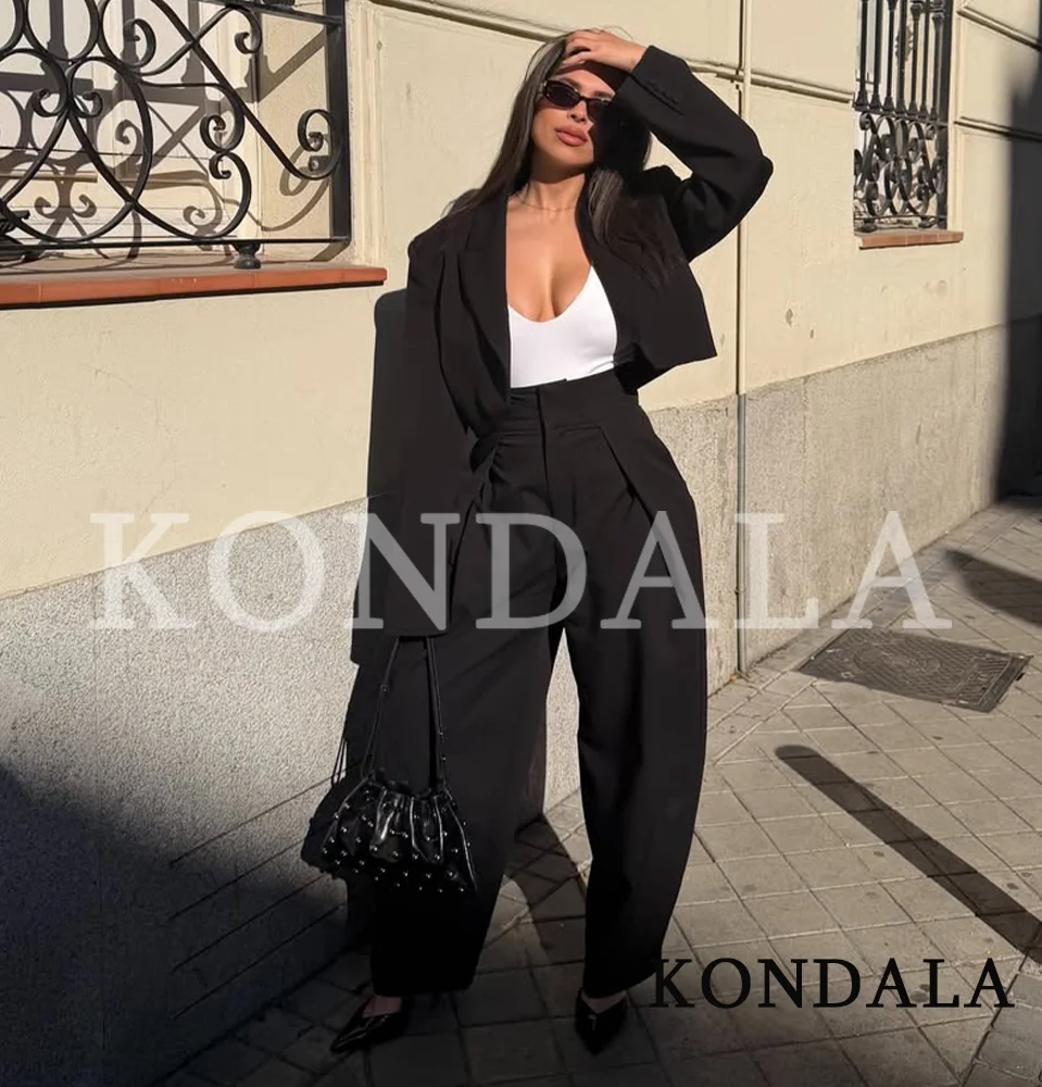 KONDALA Lady Trendy Pants Women's High Street Commute Pleated Balloon Pants New 2026 Spring Fashion Elegant Casual Lady Pants