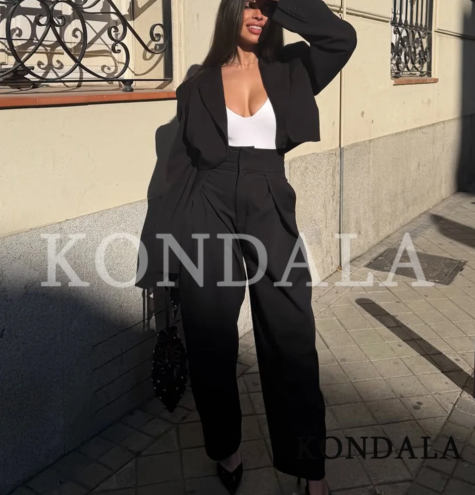 KONDALA Lady Trendy Pants Women's High Street Commute Pleated Balloon Pants New 2026 Spring Fashion Elegant Casual Lady Pants