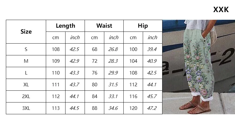 Casual Print Ankle-Length Pants For Women Fashion Mid Waist Straight Pants Lady Holiday Boho Beach Womens Clothing Spring New