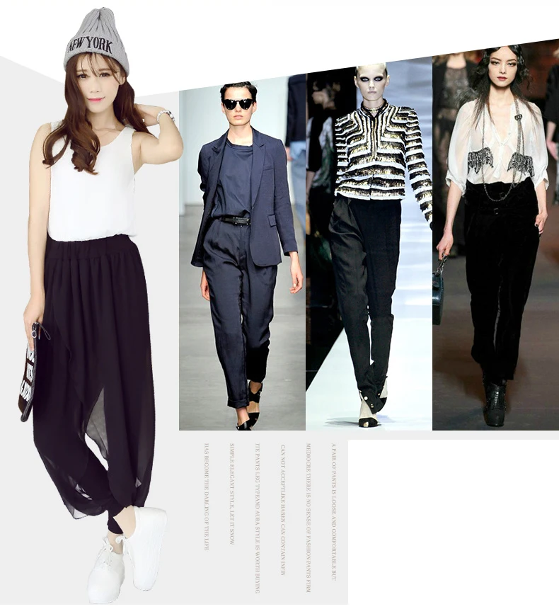 Summer 2026 Fashion Ladies Casual Loose Chiffon Harem Pants Women Pants Black Pantalon Femme Hot Sale Sarouel Femme