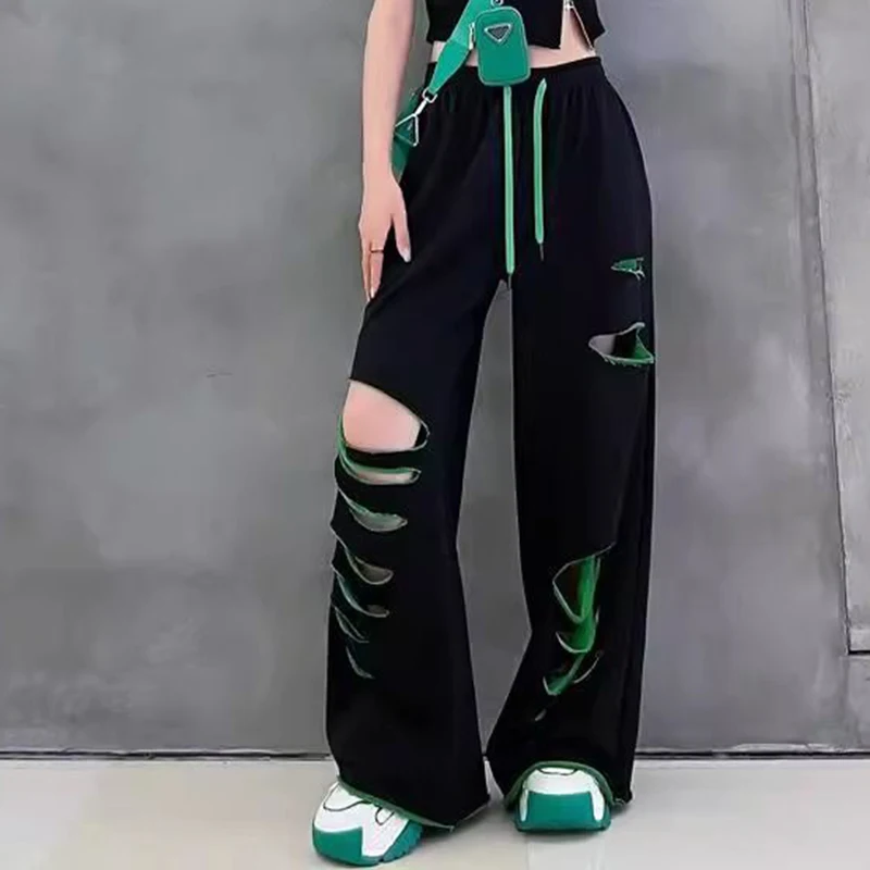 High-waisted wide-leg pants women's summer new thin loose large-size straight casual pants sweatpants women