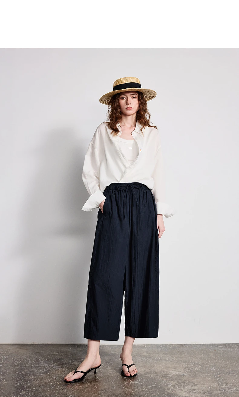TOYOUTH Women Versatile Balloon Pants 2026 Spring New Wrinkle-Resistant Loose Wide-Leg Casual Trousers