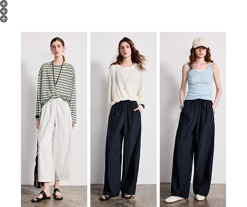 TOYOUTH Women Versatile Balloon Pants 2026 Spring New Wrinkle-Resistant Loose Wide-Leg Casual Trousers