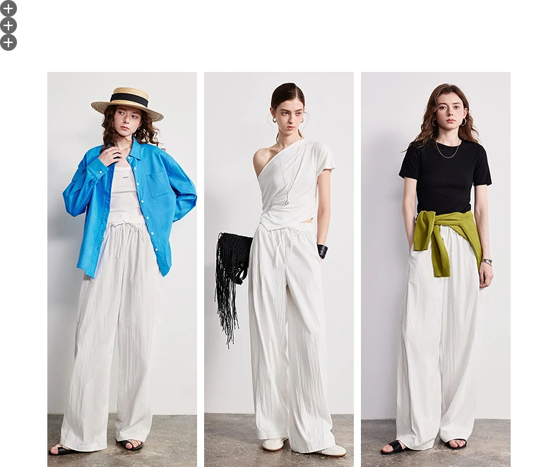 TOYOUTH Women Versatile Balloon Pants 2026 Spring New Wrinkle-Resistant Loose Wide-Leg Casual Trousers