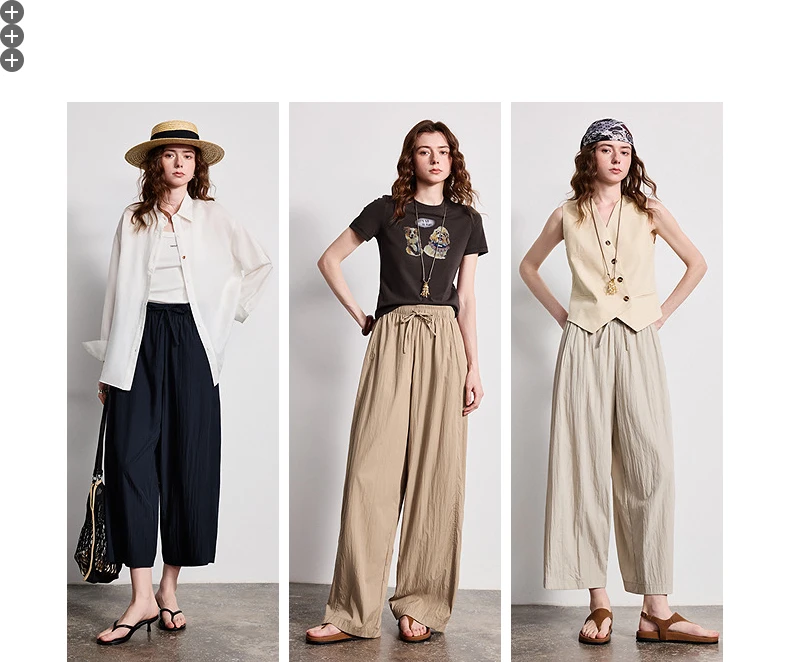 TOYOUTH Women Versatile Balloon Pants 2026 Spring New Wrinkle-Resistant Loose Wide-Leg Casual Trousers