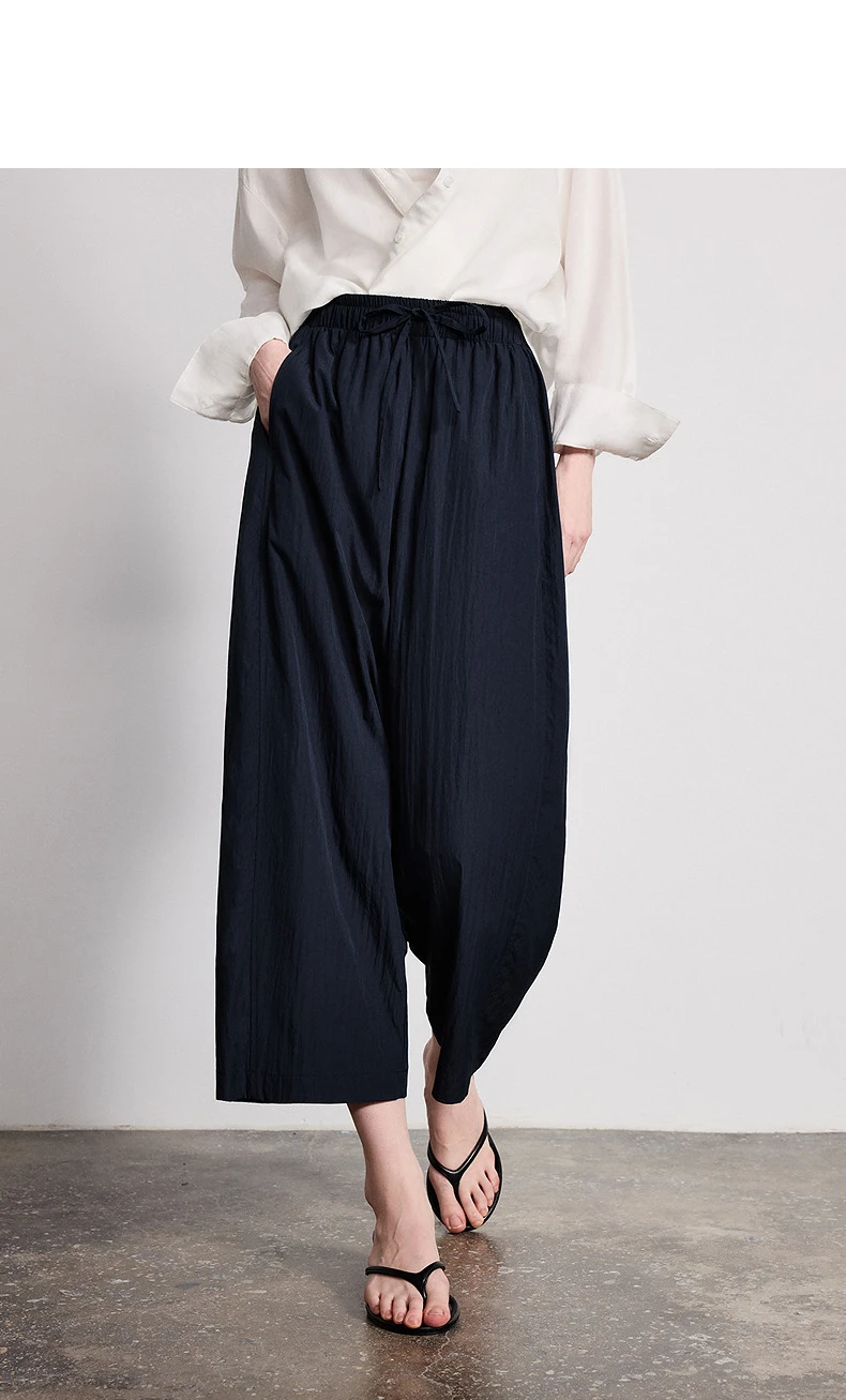TOYOUTH Women Versatile Balloon Pants 2026 Spring New Wrinkle-Resistant Loose Wide-Leg Casual Trousers