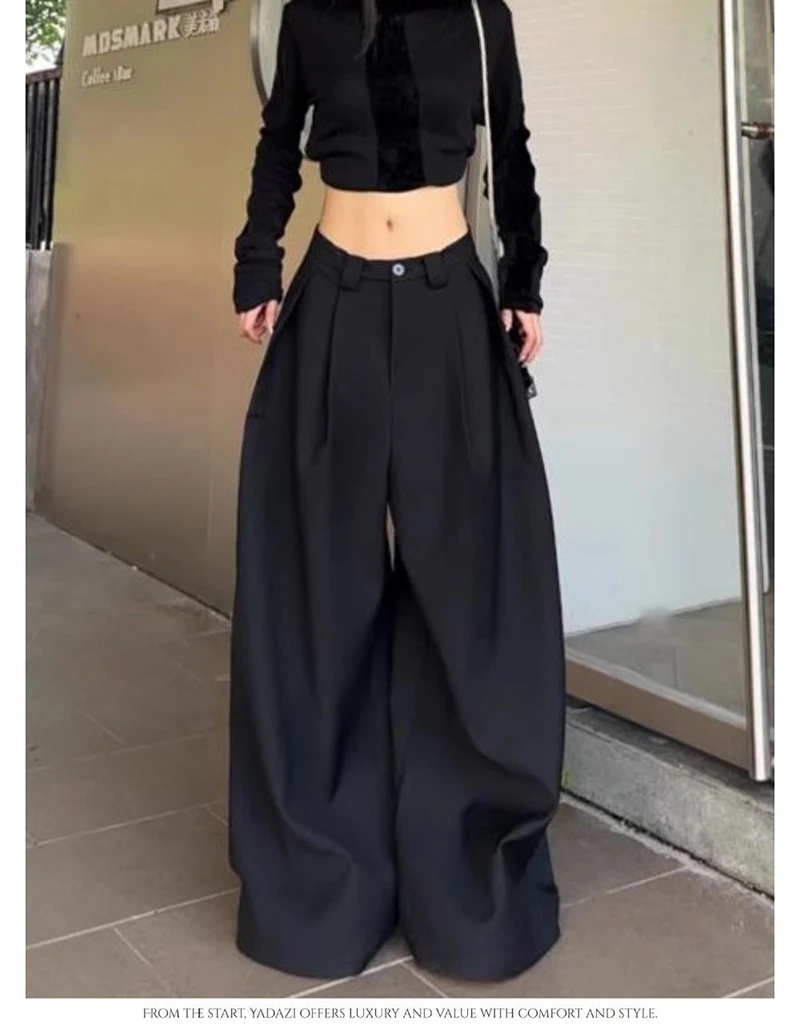 Zoki Chic White Suit Wide Leg Pant Women Elegant Korean High Waist Fashion Trousers Loose Casual Summer Simple Female Pants New
