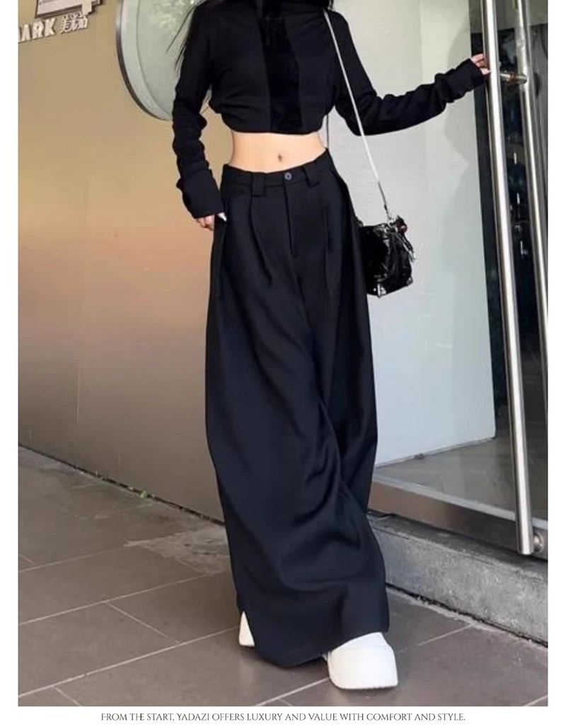 Zoki Chic White Suit Wide Leg Pant Women Elegant Korean High Waist Fashion Trousers Loose Casual Summer Simple Female Pants New