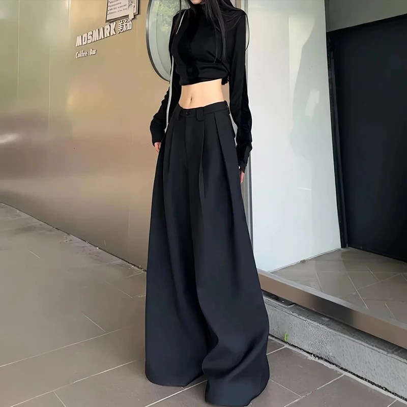 Zoki Chic White Suit Wide Leg Pant Women Elegant Korean High Waist Fashion Trousers Loose Casual Summer Simple Female Pants New