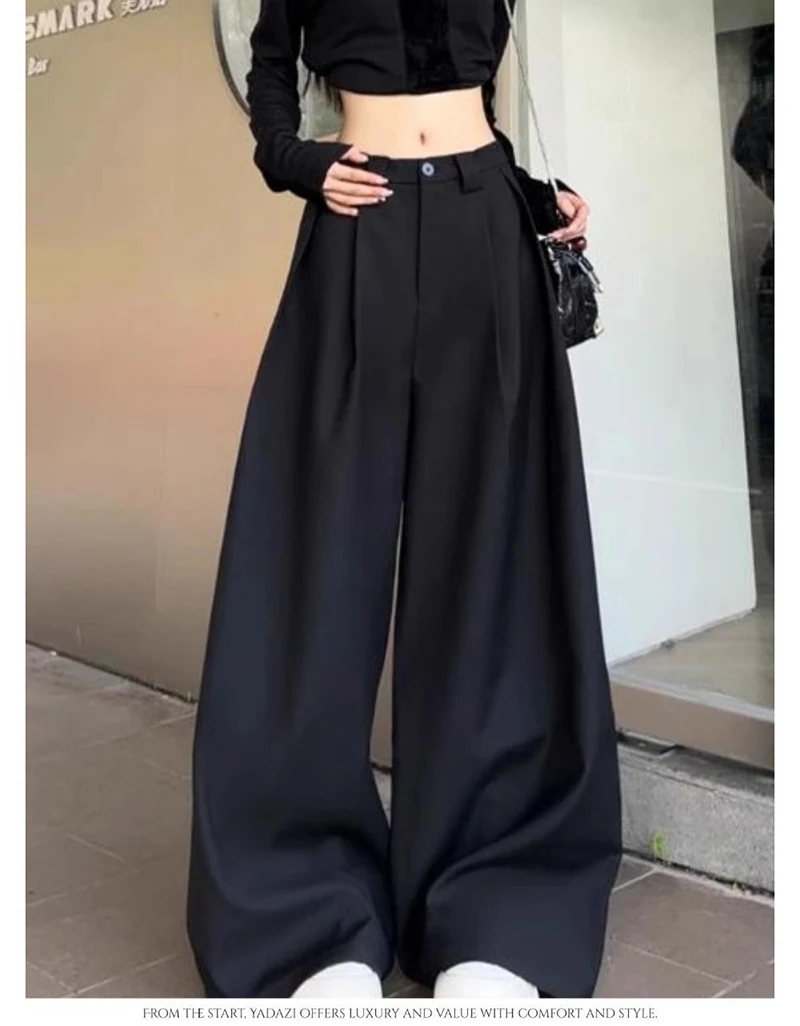 Zoki Chic White Suit Wide Leg Pant Women Elegant Korean High Waist Fashion Trousers Loose Casual Summer Simple Female Pants New