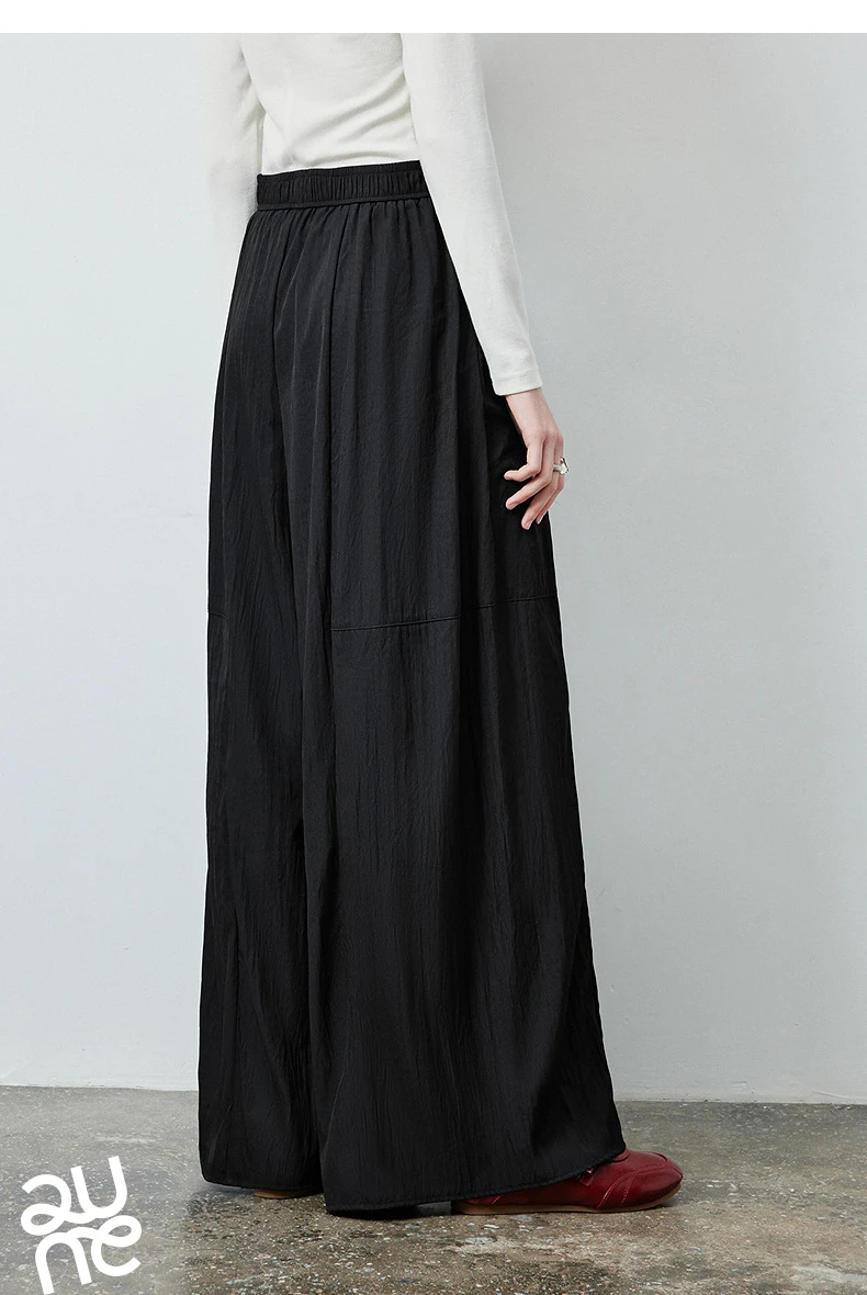 TOYOUTH Women's Textured Loose Wide Leg Long Pants 2026 Fall New Arrival High Waist Seam Detail Leg Lengthening Pear Shape