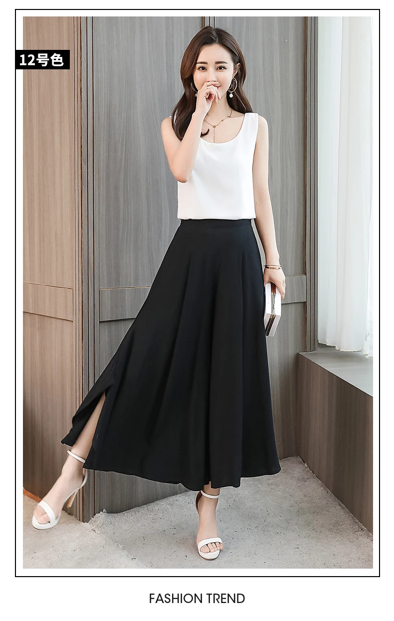 Fanmuer 2025 Summer Pants Women Casual Loose Elastic Waist Vintage Pant Trousers Women Wide Leg Pants Print Calf-length Pants