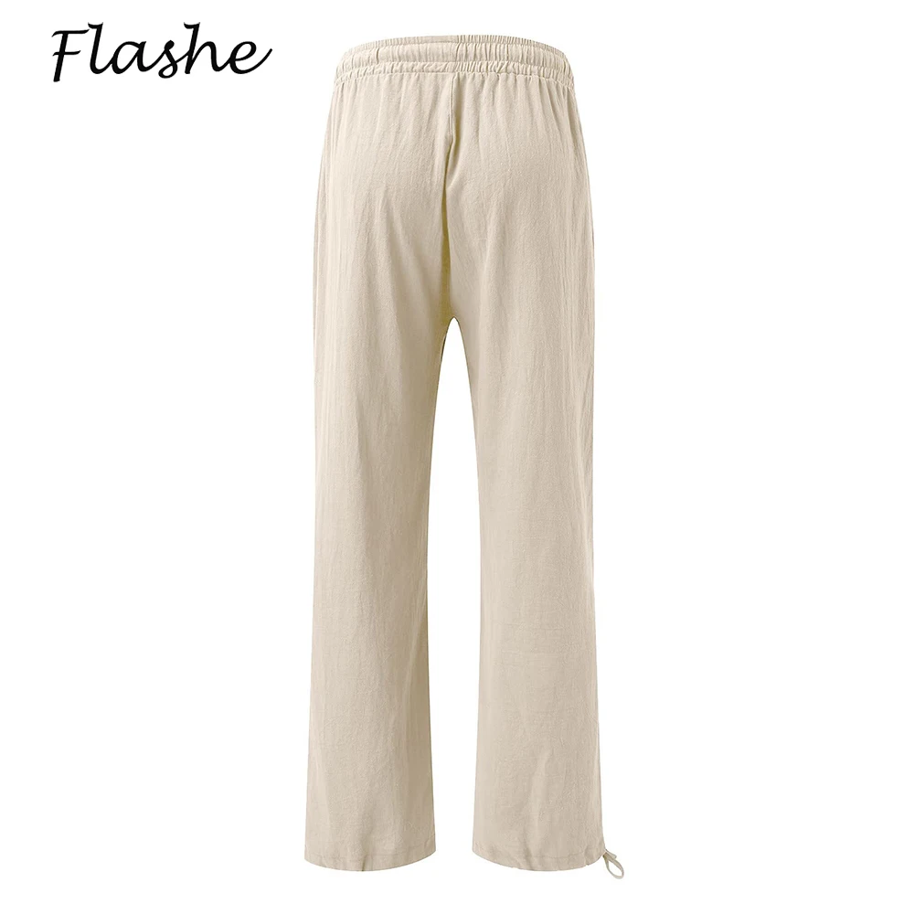 Spring Summer Women Loose Wide Leg Pants Office Lay Casual Solid Jogger Elastice Waist Loose Trousers 2023