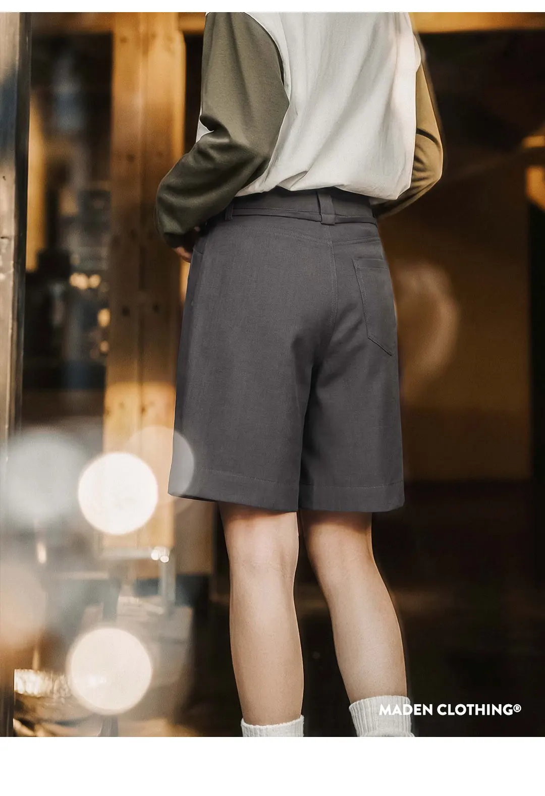 Maden Women's Old Money High Waist A Line Suit Shorts Straight Leg Thin Grey Five Point Pants Office Commuter Casual Summer wear
