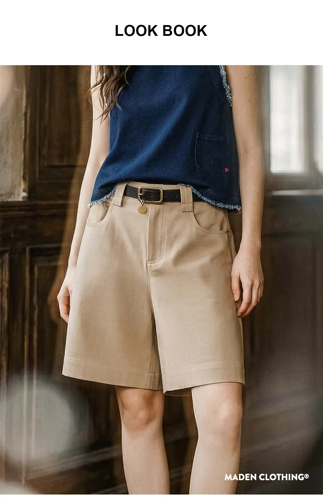 Maden Women's Old Money High Waist A Line Suit Shorts Straight Leg Thin Grey Five Point Pants Office Commuter Casual Summer wear