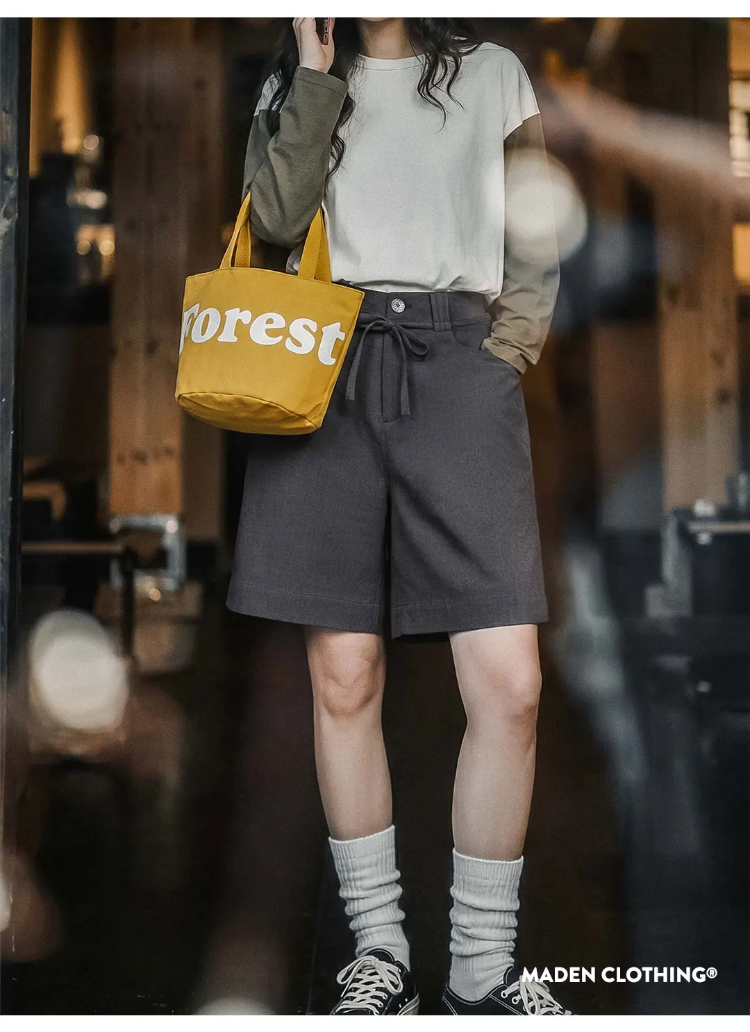 Maden Women's Old Money High Waist A Line Suit Shorts Straight Leg Thin Grey Five Point Pants Office Commuter Casual Summer wear