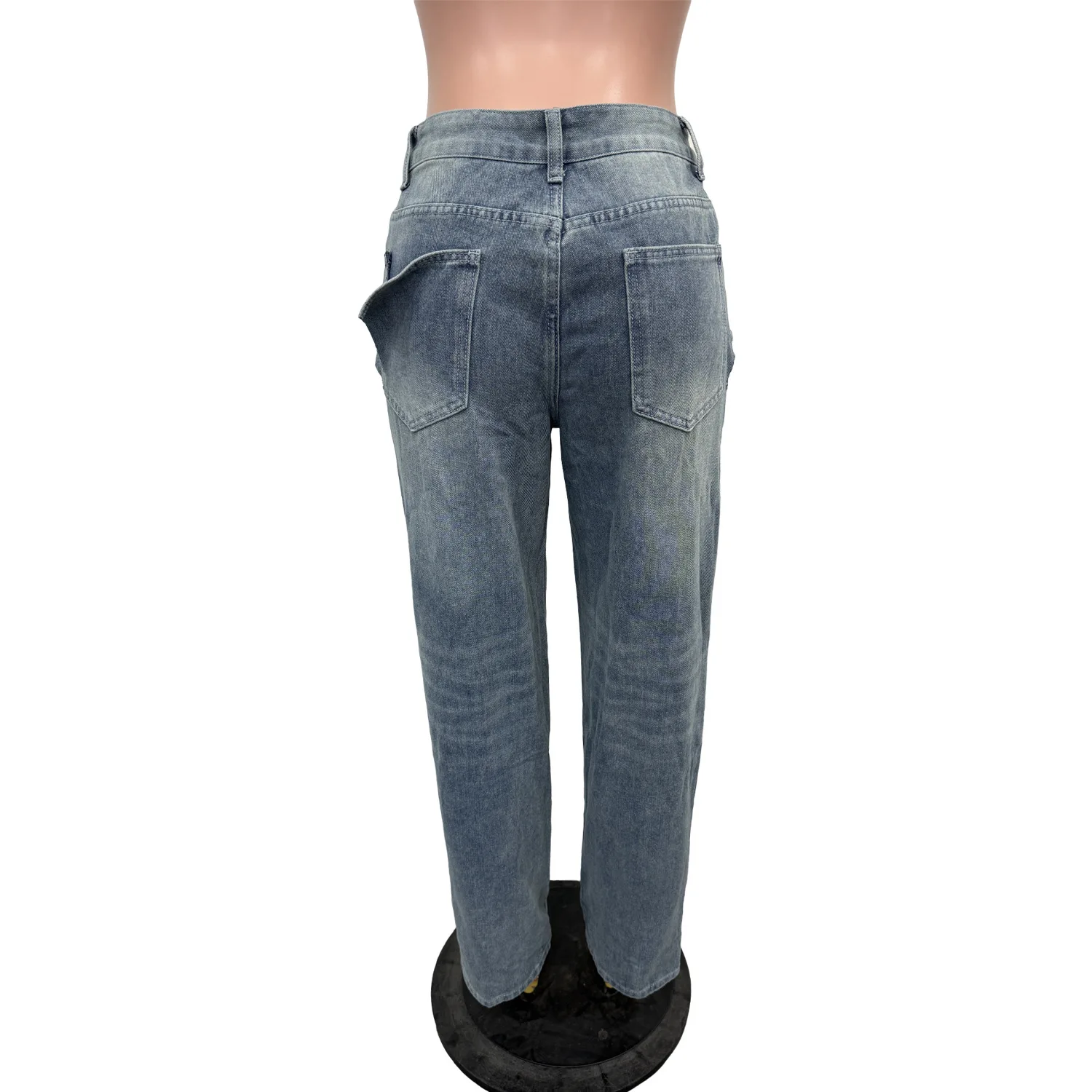 FAGADOER Y2k Sexy Hollow Out Denim Pants Women Solid Color Hole Patchwork High Waist Jeans Female Streetwear Bottoms 2025 New