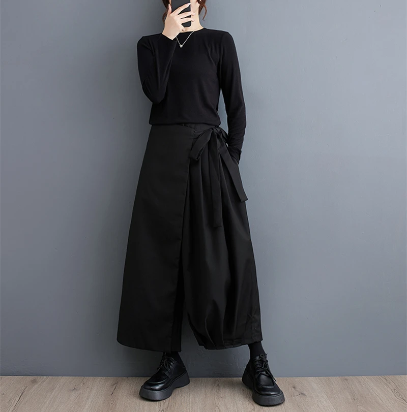 Black Vintage High Elastic Waist Wide Leg Pants Women Spring Autumn New Casual Loose Pleated Trousers Fashion Streetwear 2026
