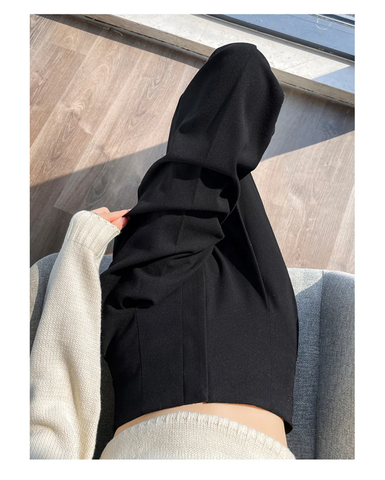 Jielur Loose Pure Color High Waist Slim Women Pants Straight Casual Winter Simple Office Ladies Fashion Female Wide Leg Pants