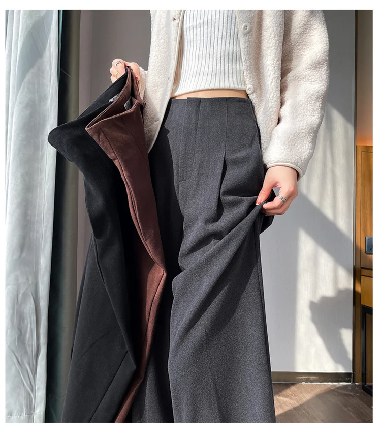 Jielur Loose Pure Color High Waist Slim Women Pants Straight Casual Winter Simple Office Ladies Fashion Female Wide Leg Pants