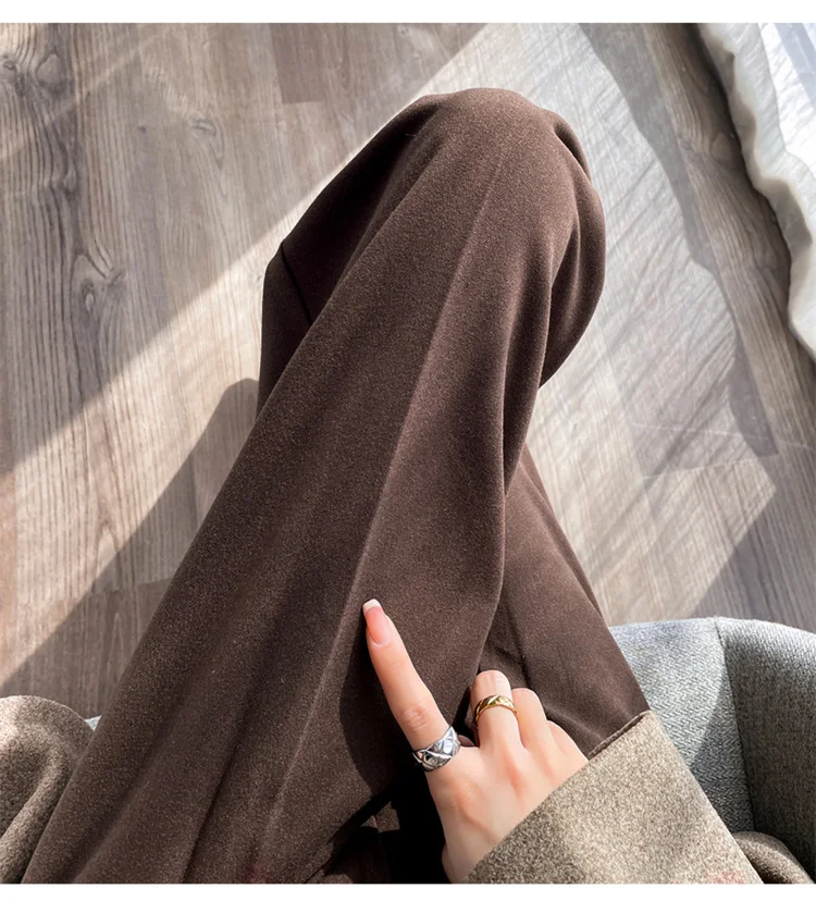 Jielur Loose Pure Color High Waist Slim Women Pants Straight Casual Winter Simple Office Ladies Fashion Female Wide Leg Pants