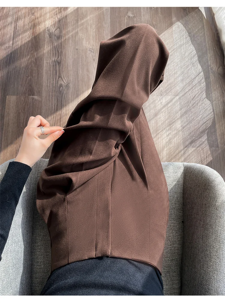 Jielur Loose Pure Color High Waist Slim Women Pants Straight Casual Winter Simple Office Ladies Fashion Female Wide Leg Pants