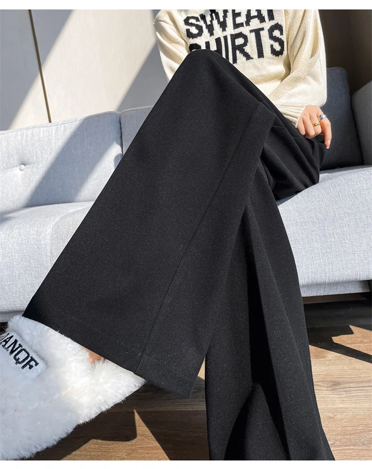 Jielur Loose Pure Color High Waist Slim Women Pants Straight Casual Winter Simple Office Ladies Fashion Female Wide Leg Pants