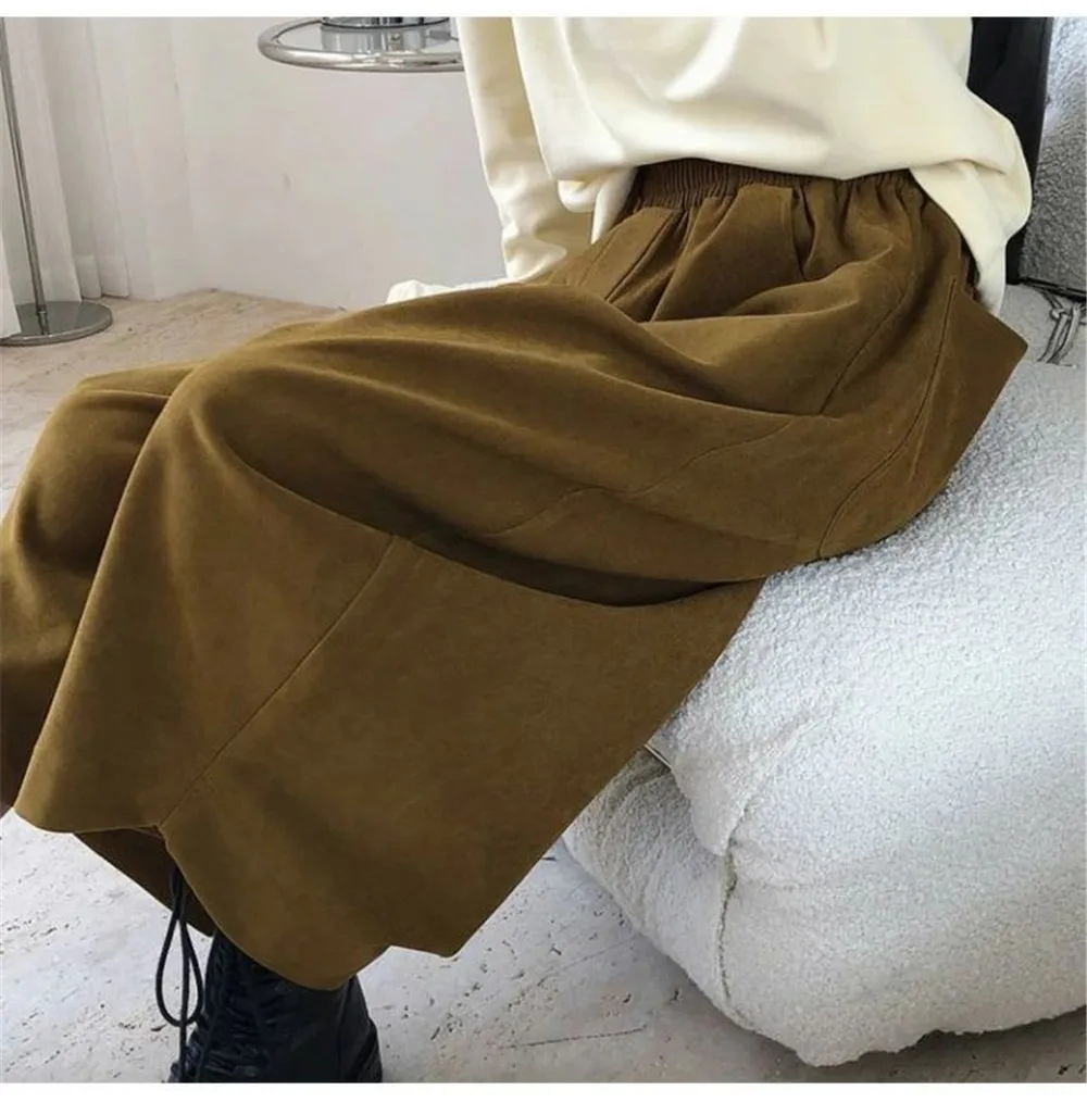 Women Fashion Carrot Pants Elastic Waist Loose Casual Solid Pocket Japanese Vintage Trousers Female Mom Wide Leg Pants Clothes