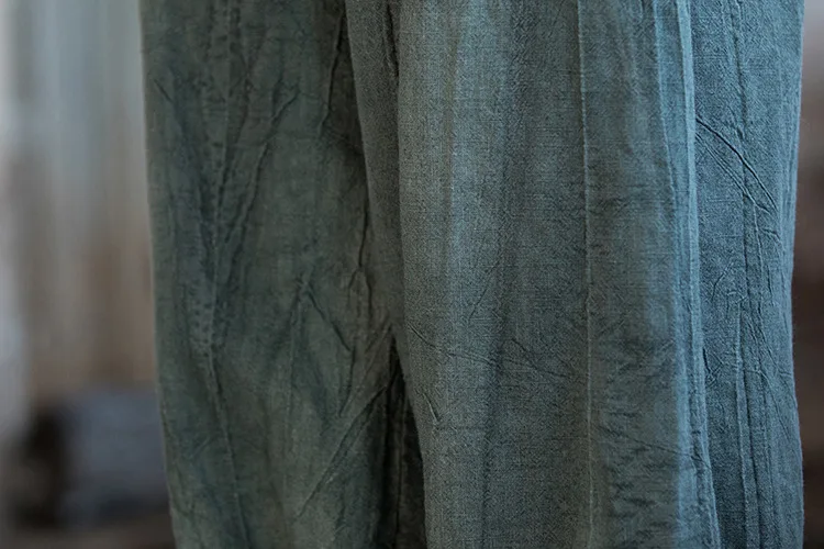 Women Elastic Waist Ramie Cotton Pants Ladies Vintage Spring Summer Trousers Female 2023 Bloomers