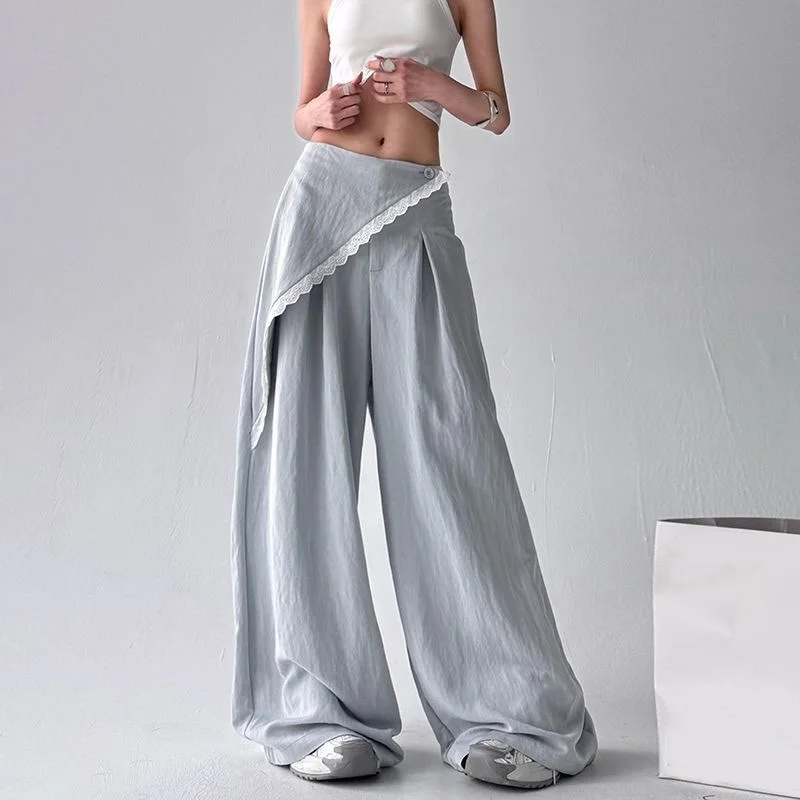 Women Vintage Loose Wide Leg Pants Straight Trousers Casual All-match Summer Pants High Waist Streetwear Oversized Pants