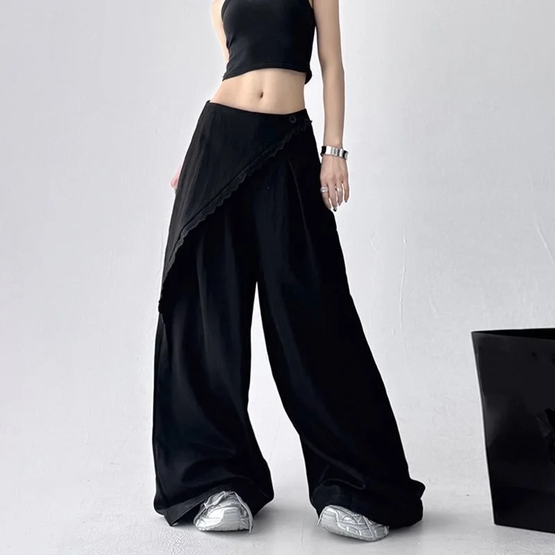 Women Vintage Loose Wide Leg Pants Straight Trousers Casual All-match Summer Pants High Waist Streetwear Oversized Pants